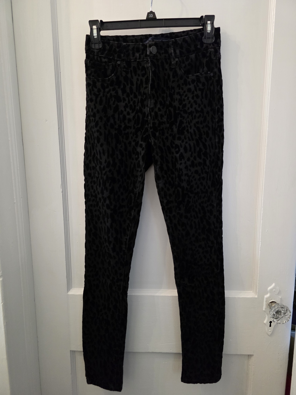 RACHEL Rachel Roy Black Leopard-Print Skinny Jeans